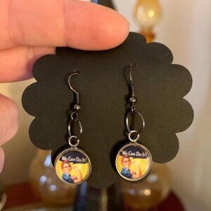 Rosie the Riveter Dangle Earrings